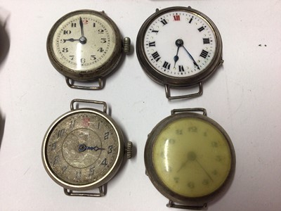 Lot 87 - Vintage 9ct rose gold wristwatch, group vintage silver cased wristwatches, silver cased fob watch