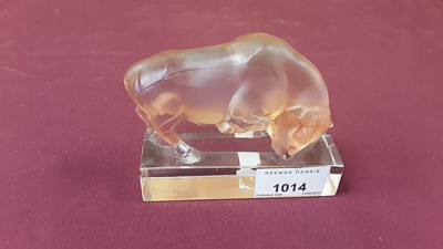 Lot 1014 - Lalique frosted glass Taureau paperweight in the form of a bull, signed R.Lalique France, 9cm high