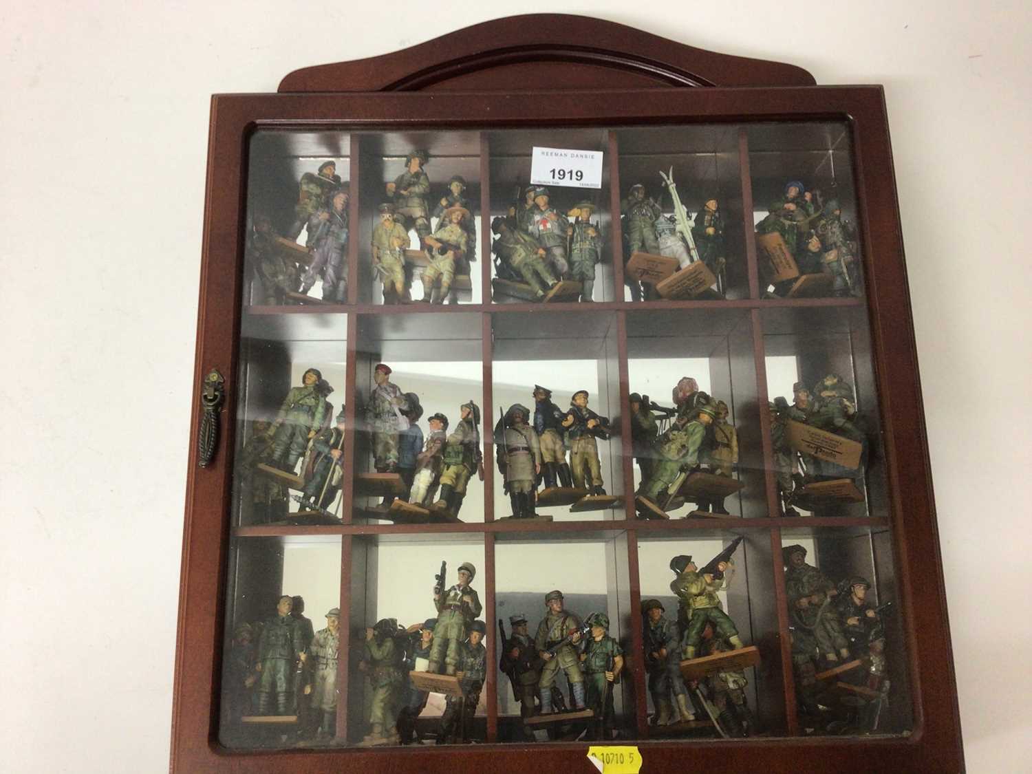 Lot 1919 - Selection of Del Prado military figures in glass display cabinet (50 plus figures)