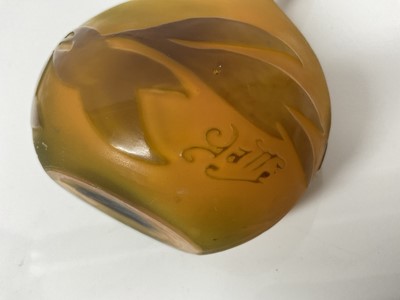 Lot 1024 - Emile Galle cameo glass vase with leaf and fly decoration, signed, 17.5cm high