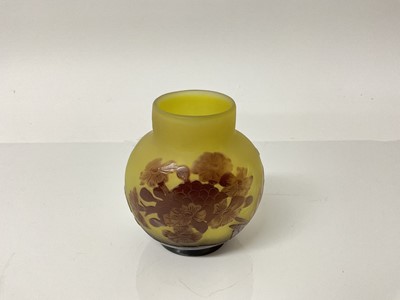 Lot 1026 - Emile Galle cameo glass vase with floral decoration, signed, 9.5cm high