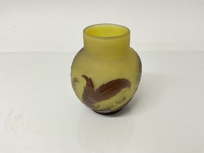 Lot 1026 - Emile Galle cameo glass vase with floral decoration, signed, 9.5cm high