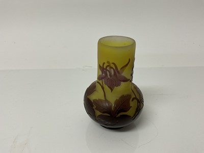 Lot 1027 - Emile Galle cameo glass vase with floral decoration, signed, 10cm high