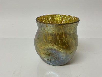 Lot 1033 - Loetz style Kralik iridescent glass vase with pinched body, 11cm high