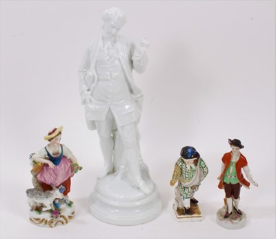 Lot 129 - Meissen figure and three other Continental figures