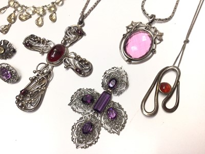 Lot 94 - Group silver jewellery set with semi precious gem stones