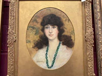 Lot 1193 - *Frank Owen Salisbury (1874-1962) oil on canvas - portrait of a 1920s lady, signed, 48cm x 38cm, in gilt frame