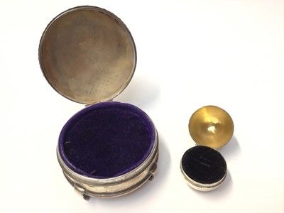 Lot 102 - Silver jewellery box, silver egg shaped ring box and white metal box with carved mother of pearl insert to lid