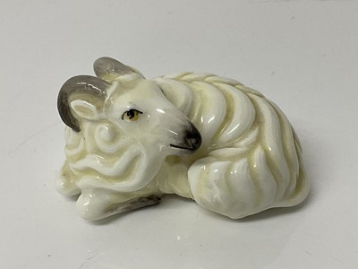 Lot 1068 - Royal Worcester model - Ram, 4cm high