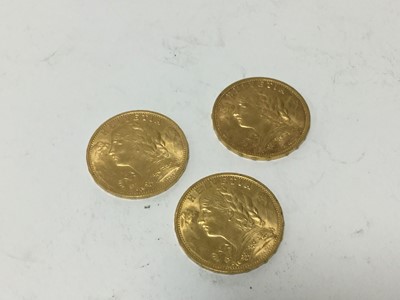 Lot 484 - Switzerland - Gold 20 Francs 1930 x 3 GEF-AU (3 coins)