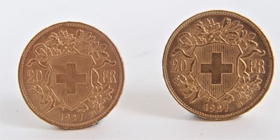 Lot 486 - Switzerland - Gold 20 Francs 1927 x 2 GEF-AU (2 coins)