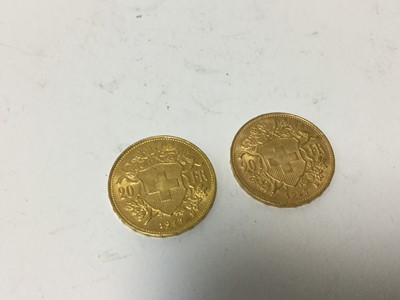 Lot 487 - Switzerland - Gold 20 Francs 1927 x 2 GEF-AU (2 coins)