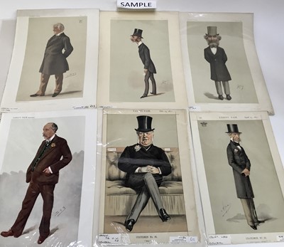 Lot 330 - Group of period Vanity Fair lithographic prints of notable figures (names beginning with 'E') by Spy, Ape and others, all 18.5cm x 31cm, individually wrapped.