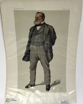 Lot 331 - Group of period Vanity Fair lithographic prints of notable figures (names beginning with 'F') by Spy, Ape and others, all 18.5cm x 31cm, individually wrapped.
