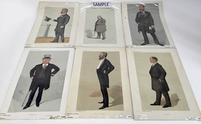 Lot 331 - Group of period Vanity Fair lithographic prints of notable figures (names beginning with 'F') by Spy, Ape and others, all 18.5cm x 31cm, individually wrapped.