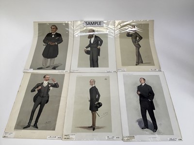 Lot 333 - Group of period Vanity Fair lithographic prints of notable figures (names beginning with 'H [a-e]’) by Spy, Ape and others, all 18.5cm x 31cm, individually wrapped.