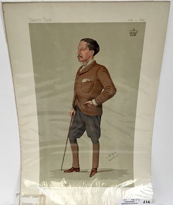 Lot 335 - Group of period Vanity Fair lithographic prints of notable figures (names beginning with 'I’) by Spy, Ape and others, all 18.5cm x 31cm, individually wrapped.