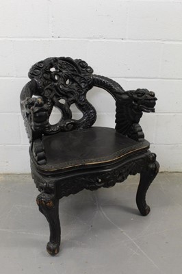 Lot 1280 - Chinese carved wood Dragon chair