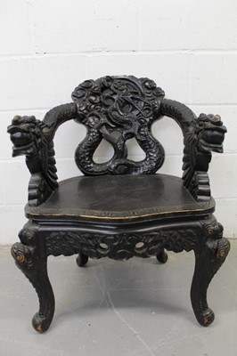 Lot 1280 - Chinese carved wood Dragon chair