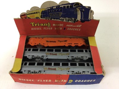 Lot 1912 - Triang Thames clockwork cruiser, speed boat, Scalex Derwent cabin cruiser, Triang Mimic diesel flyer all boxed plus unboxed Hornby speedboat