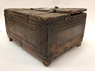 Lot 2653 - Antique Indian carved wood Dowry chest