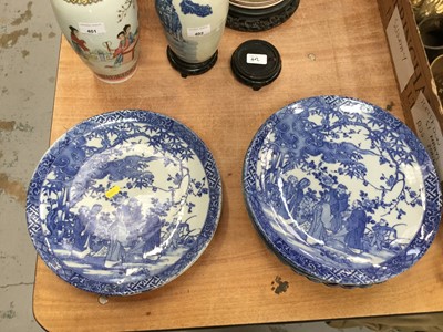 Lot 404 - Pair of Japanese blue and white chargers