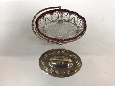 Lot 2631 - Silver plated swing handled dish