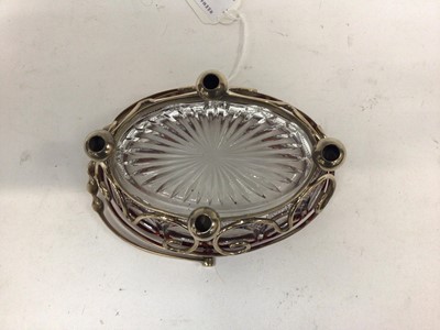 Lot 2631 - Silver plated swing handled dish