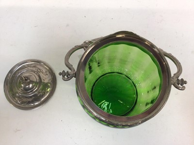 Lot 2655 - Art Nouveau Biscuit barrel with green glass liner