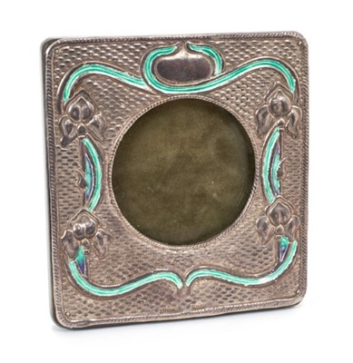 Lot 359 - American silver art nouveau style enamelled photograph frame