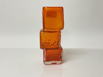 Lot 1100 - Whitefriars Tangerine Drunken Bricklayer vase, designed by Geoffrey Baxter, 21cm high