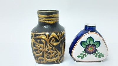 Lot 1128 - Royal Copenhagen Fajance vase with abstract decoration on brown ground, numbered 714/3361, 11cm high, together with another Copenhagen vase, numbered 1039/759, 8.5cm high (2)