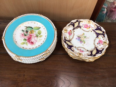 Lot 587 - Five Hammersley flower painted dessert plates and other dessert plates