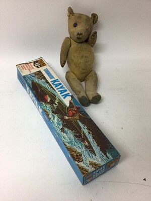Lot 1933 - Three boxes of children's toys including teddy bear, railway, die cast models and others.
