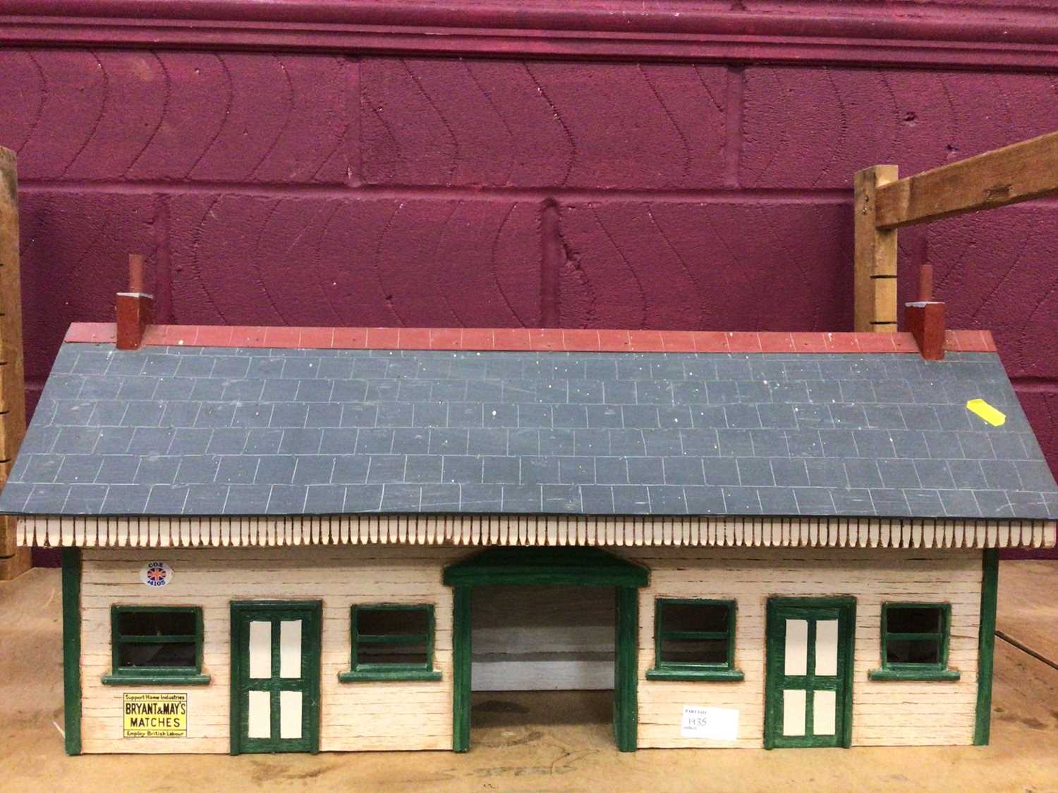 Lot 1935 - Scratch-Built Wooden Model Railway Accessories including Shops, Station etc.