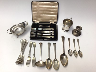Lot 127 - Group silver and plated flatware