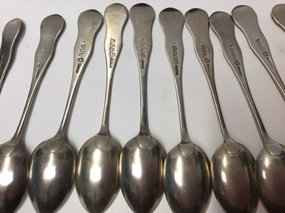 Lot 128 - Set of eleven Victorian Glasgow silver teaspoons and other silver spoons