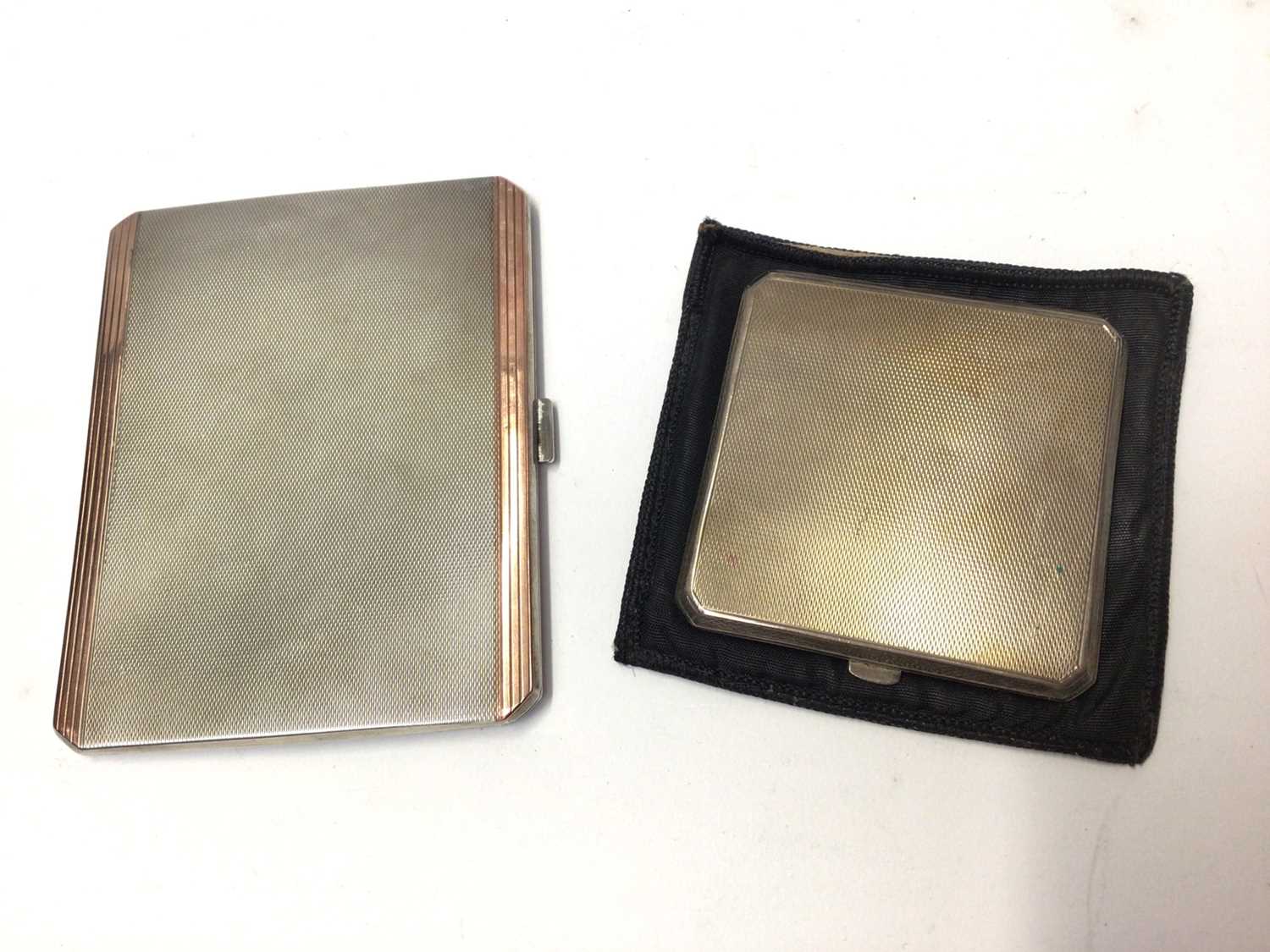 Lot 130 - Art Deco silver cigarette case and a silver powder compact
