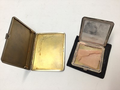 Lot 130 - Art Deco silver cigarette case and a silver powder compact