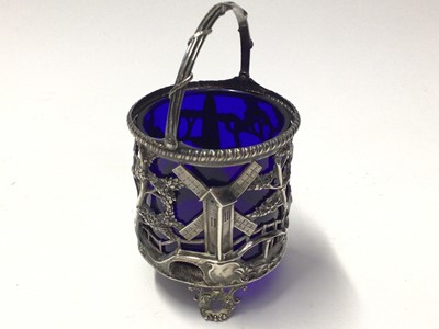 Lot 134 - Georgian silver sugar basket with pierced windmill, house and cow decoration