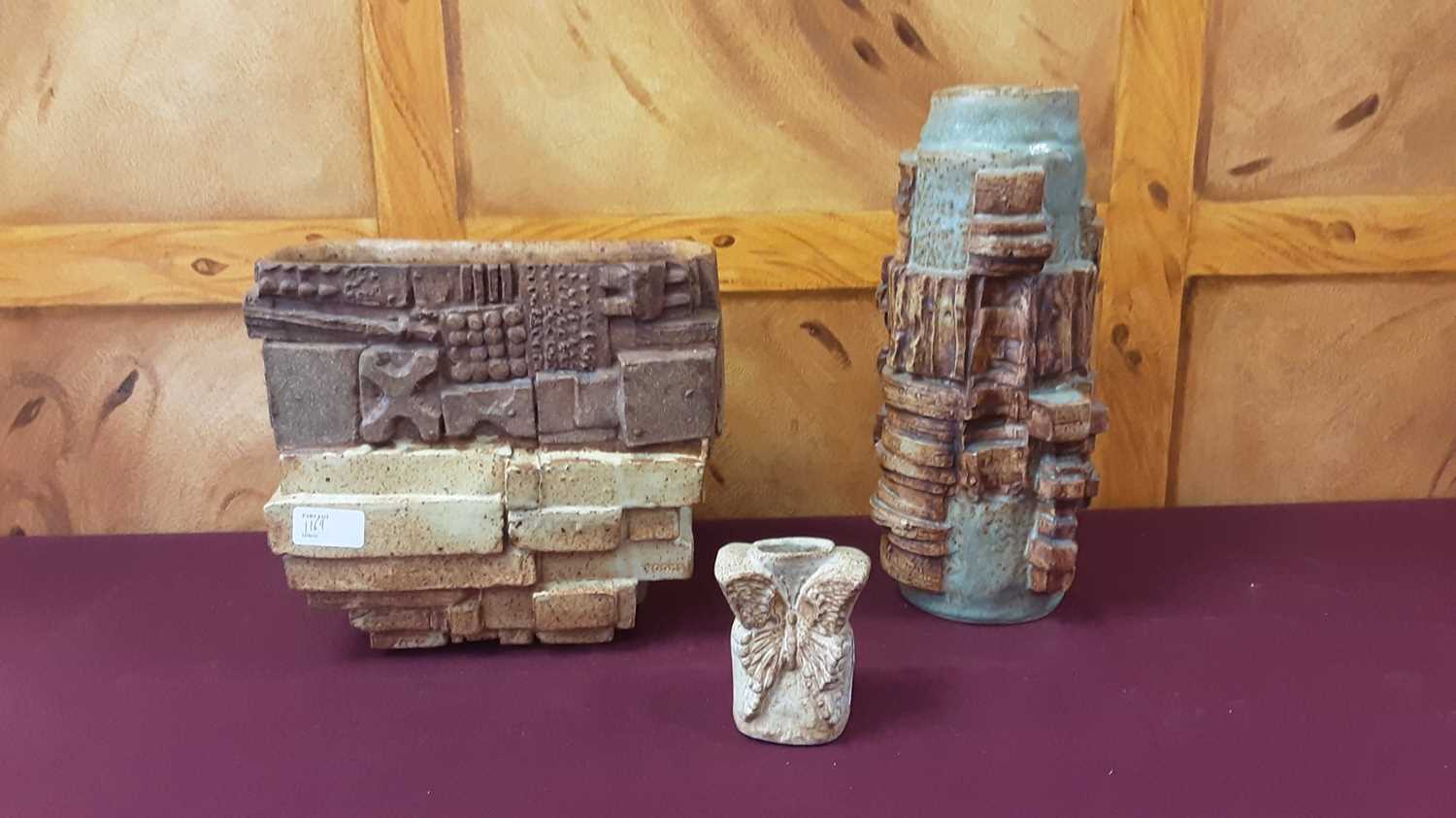 Lot 1169 Three Bernard Rooke pottery vases, tallest