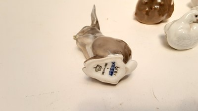 Lot 1187 - Seven Royal Copenhagen animal models - rabbits 518, rabbit 1019, mouse 511, duck 1902, dove 4787, mouse 510 and pig 1400