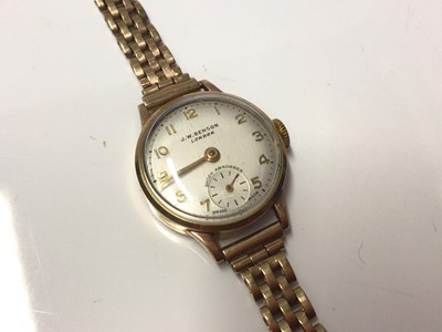 Lot 137 - 9ct gold J.W. Benson cased wristwatch on 9ct gold bracelet