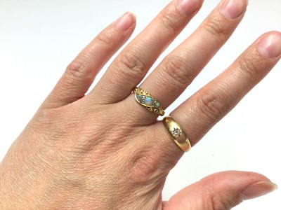 Lot 139 - Antique 18ct gold opal and diamond ring and 18ct gold diamond gypsy ring