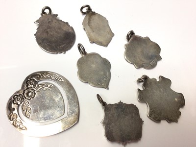 Lot 142 - Silver watch chain, group silver and plated fobs and silver bookmark