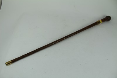 Lot 861 - Victorian bamboo sword stick with square tapered blade, stamped E, 93.5cm in overall length