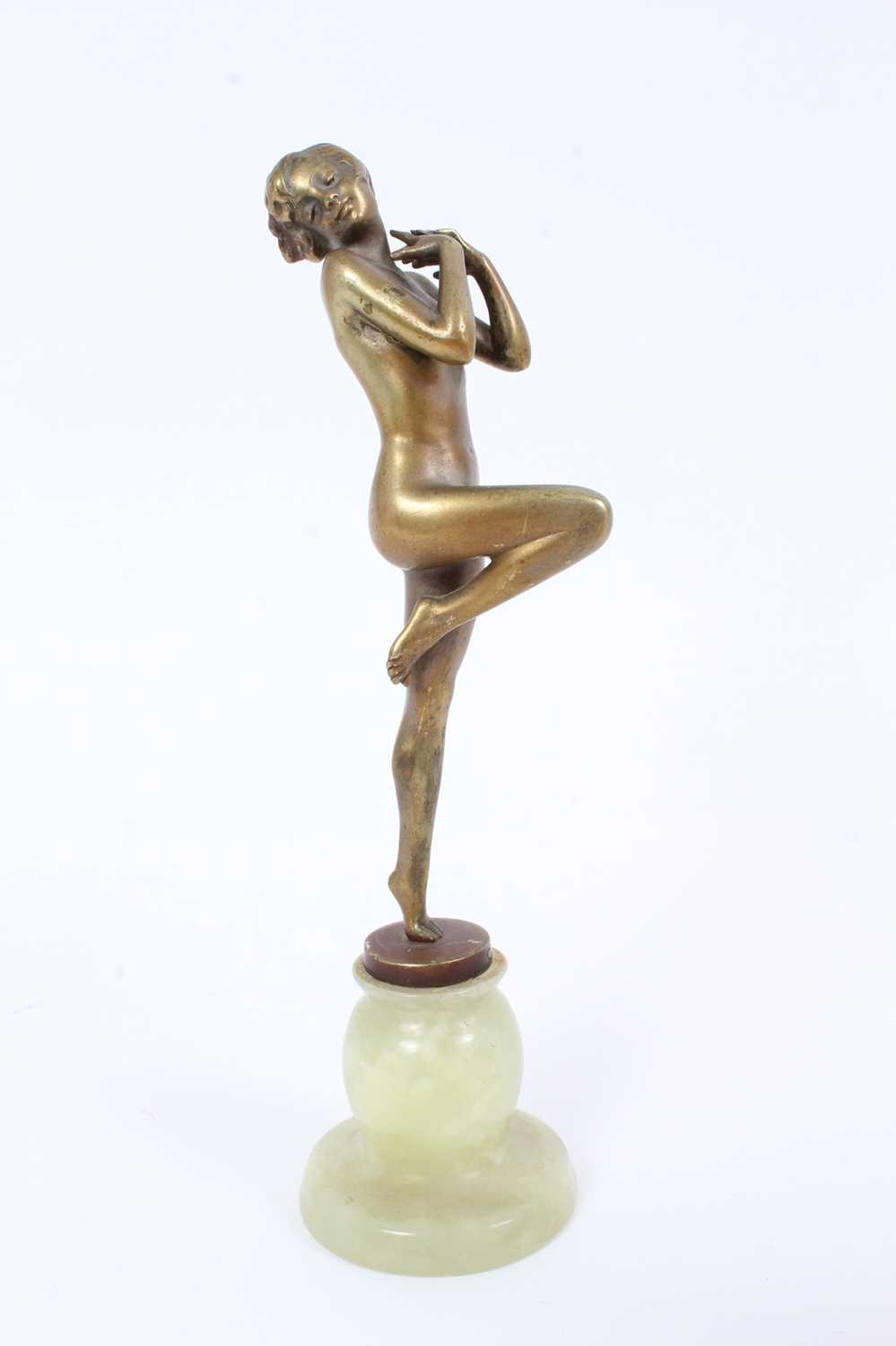 Lot 2527 - Josef Lorenzl Art Deco Bronze figure of a nude woman dancing, on an onyx base, signed 'Lorenzl / Real Bronze / Made in Austria', 20.5cm high