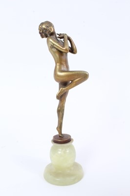 Lot 2527 - Josef Lorenzl Art Deco Bronze figure of a nude woman dancing, on an onyx base, signed 'Lorenzl / Real Bronze / Made in Austria', 20.5cm high