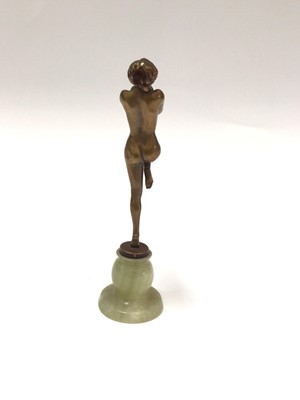 Lot 2527 - Josef Lorenzl Art Deco Bronze figure of a nude woman dancing, on an onyx base, signed 'Lorenzl / Real Bronze / Made in Austria', 20.5cm high