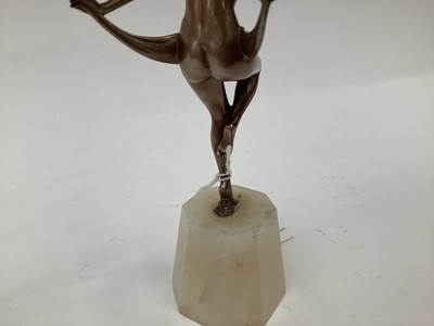 Lot 2530 - Art Deco silvered bronze figure of a nude woman dancing, on an onyx base, 18cm high